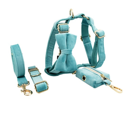 HKM-729619 Soft Velvet Dog Collar with Matching Accessories - Adjustable Sizes XS to XL