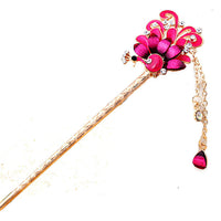 HKM-755347 Alloy Peacock Hairpin with Gemstone Inlay - Exotic Animal Design in Various Colors