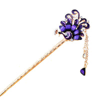 HKM-755347 Alloy Peacock Hairpin with Gemstone Inlay - Exotic Animal Design in Various Colors
