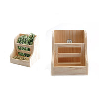 HKM-722003 Wooden Rabbit and Chinchilla Grass Rack and Food Box - Space-Saving Pet Feeding Station