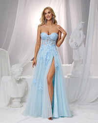 HKM-696531 Elegant Blue Evening Gown for Women - Style EZ25159
