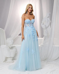 HKM-696531 Elegant Blue Evening Gown for Women - Style EZ25159