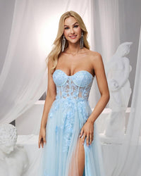 HKM-696531 Elegant Blue Evening Gown for Women - Style EZ25159
