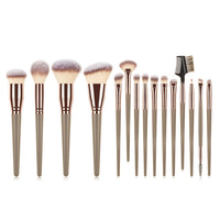 HKM-280275 15-Piece Makeup Brush Set with Eye Shadow Brushes in Brown and Black Handles