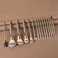 HKM-280275 15-Piece Makeup Brush Set with Eye Shadow Brushes in Brown and Black Handles