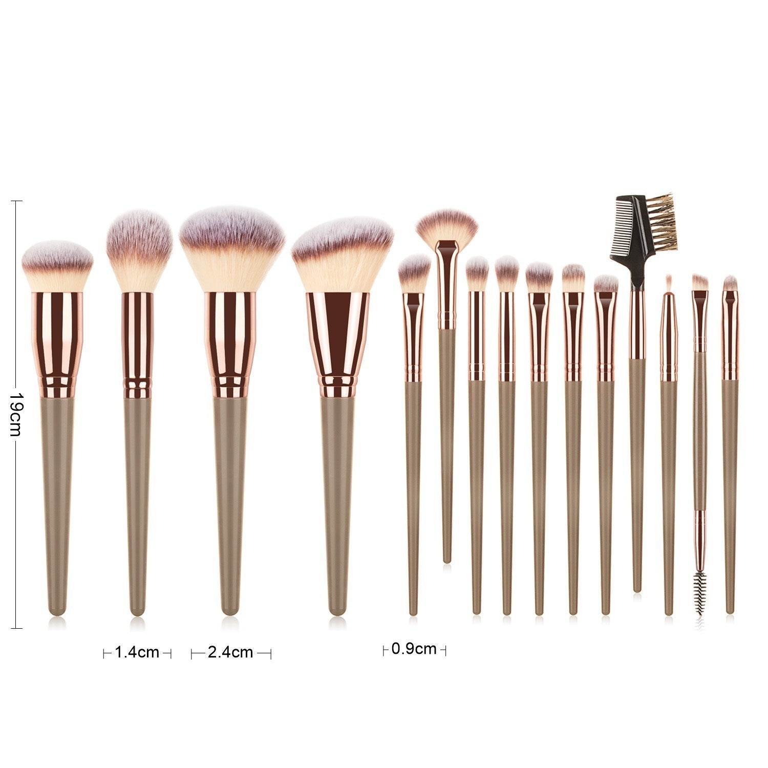 HKM-280275 15-Piece Makeup Brush Set with Eye Shadow Brushes in Brown and Black Handles
