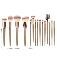 HKM-280275 15-Piece Makeup Brush Set with Eye Shadow Brushes in Brown and Black Handles