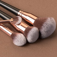 HKM-280275 15-Piece Makeup Brush Set with Eye Shadow Brushes in Brown and Black Handles