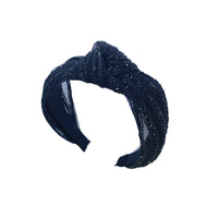HKM-902227 Black Diamond Glitter Knotted Hair Accessories in Net Yarn Fabric
