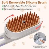 HKM-462355 3-in-1 Cat Steam Brush with Foldable Handle for Pet Grooming, Cleaning, and Massage - Ideal for Cats and Dogs
