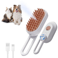 HKM-462355 3-in-1 Cat Steam Brush with Foldable Handle for Pet Grooming, Cleaning, and Massage - Ideal for Cats and Dogs