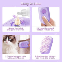 HKM-462355 3-in-1 Cat Steam Brush with Foldable Handle for Pet Grooming, Cleaning, and Massage - Ideal for Cats and Dogs
