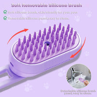 HKM-462355 3-in-1 Cat Steam Brush with Foldable Handle for Pet Grooming, Cleaning, and Massage - Ideal for Cats and Dogs