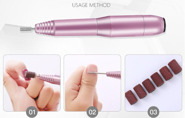 HKM-141715 Versatile Electric Nail Drill Manicure Machine with 6 Metal Bits and Abrasive Belts for Home and Salon Use