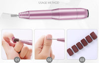HKM-141715 Versatile Electric Nail Drill Manicure Machine with 6 Metal Bits and Abrasive Belts for Home and Salon Use