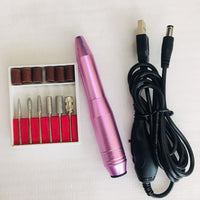 HKM-141715 Versatile Electric Nail Drill Manicure Machine with 6 Metal Bits and Abrasive Belts for Home and Salon Use