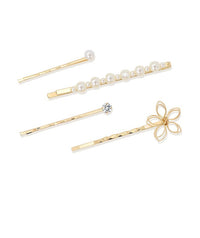 HKM-114643 Elegant Imitation Pearl Side Hair Clip in Fashion Gold - Alloy/Silver/Gold