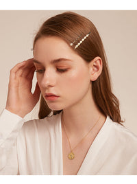 HKM-114643 Elegant Imitation Pearl Side Hair Clip in Fashion Gold - Alloy/Silver/Gold