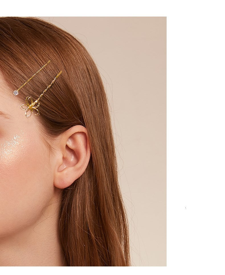 HKM-114643 Elegant Imitation Pearl Side Hair Clip in Fashion Gold - Alloy/Silver/Gold
