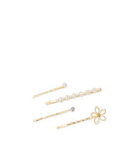 HKM-114643 Elegant Imitation Pearl Side Hair Clip in Fashion Gold - Alloy/Silver/Gold