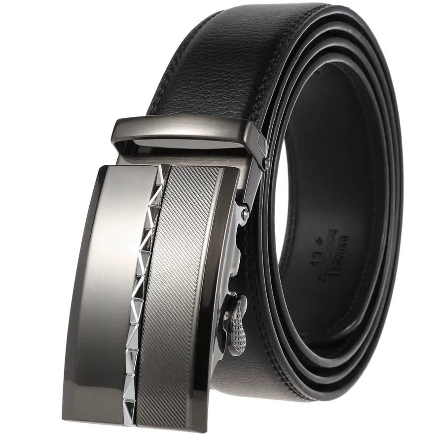 HKM-332947 Men's Automatic Buckle Leather Belt - Stylish Business Accessory