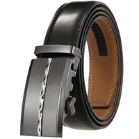 HKM-332947 Men's Automatic Buckle Leather Belt - Stylish Business Accessory