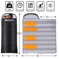 HKM-290451 Heated Sleeping Bag with 5 Heating Areas and 3 Adjustable Temperature Settings for All-Season Outdoor Use