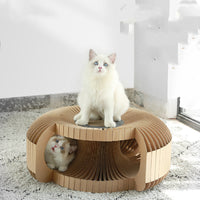 HKM-805843 Corrugated Paper Cat Tunnel and Scratcher with Integrated Resting Space