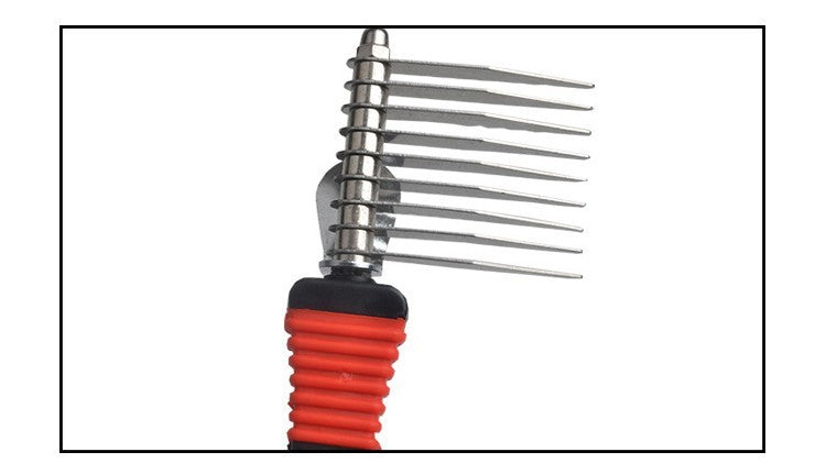 HKM-574867 Stainless Steel Pet Knot Comb for Efficient Dog Hair Removal - Red, 18 x 4.5 cm