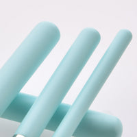 HKM-967251 Light Blue Nylon Bristle Makeup Brush Set with Wooden Handles - 12 Pieces