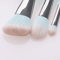 HKM-967251 Light Blue Nylon Bristle Makeup Brush Set with Wooden Handles - 12 Pieces