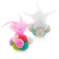 HKM-312851 Colorful Feather Bouncy Ball Cat Toy - Engaging Interactive Play for Your Feline Friend