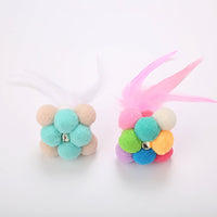 HKM-312851 Colorful Feather Bouncy Ball Cat Toy - Engaging Interactive Play for Your Feline Friend