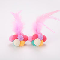 HKM-312851 Colorful Feather Bouncy Ball Cat Toy - Engaging Interactive Play for Your Feline Friend