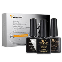 HKM-663699 Rubber Base Nail Polish Set with Matte, Frosted, and Sealing Layers - 7.5ml