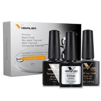 HKM-663699 Rubber Base Nail Polish Set with Matte, Frosted, and Sealing Layers - 7.5ml