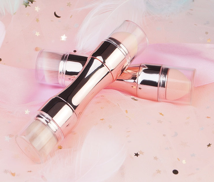 HKM-786451 4-in-1 Portable Makeup Brush Set with PBT Bristles and Latex Sponge Puff