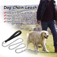 HKM-299027 Heavy-Duty Chew-Proof Metal Dog Leash with Soft Padded Handle for Large and Medium Dogs