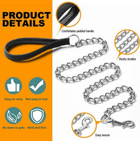 HKM-299027 Heavy-Duty Chew-Proof Metal Dog Leash with Soft Padded Handle for Large and Medium Dogs