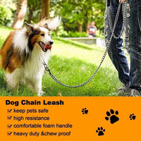 HKM-299027 Heavy-Duty Chew-Proof Metal Dog Leash with Soft Padded Handle for Large and Medium Dogs