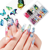 HKM-728083 Nail Butterfly Laser Star Transfer Paper – 10 Color Nail Art Stickers (63g)