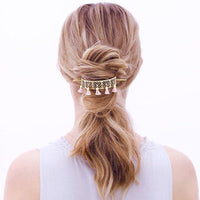 HKM-176723 Wooden Hairpin with Alloy Pendant and Colorful Feathers - Stylish Hair Accessory