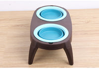HKM-452947 Folding Double Pet Bowl with PP and TPR Material for Convenient Feeding