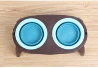 HKM-452947 Folding Double Pet Bowl with PP and TPR Material for Convenient Feeding
