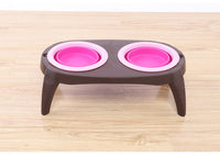 HKM-452947 Folding Double Pet Bowl with PP and TPR Material for Convenient Feeding