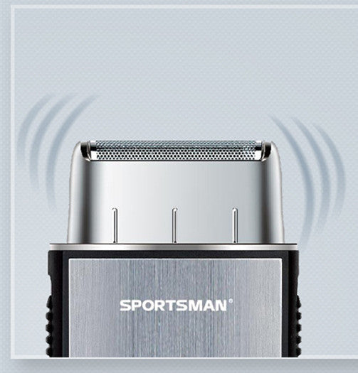 HKM-005459 Rechargeable Mini 2-In-1 Electric Shaver with Reciprocating Head - Model MS-528, Silver Finish