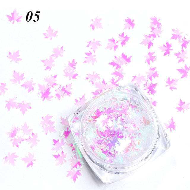 HKM-923539 Gradient Maple Leaf Nail Sequins for Nail Art and Craft Decoration