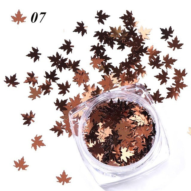 HKM-923539 Gradient Maple Leaf Nail Sequins for Nail Art and Craft Decoration