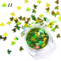 HKM-923539 Gradient Maple Leaf Nail Sequins for Nail Art and Craft Decoration