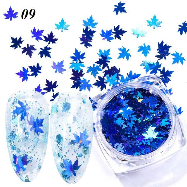 HKM-923539 Gradient Maple Leaf Nail Sequins for Nail Art and Craft Decoration